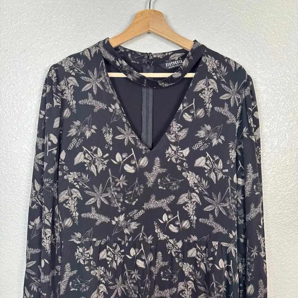 Disturbia Womens Goth Poisonous Plant Puff Sleeve Midi Dress Black Size US 12 - Picture 4 of 16